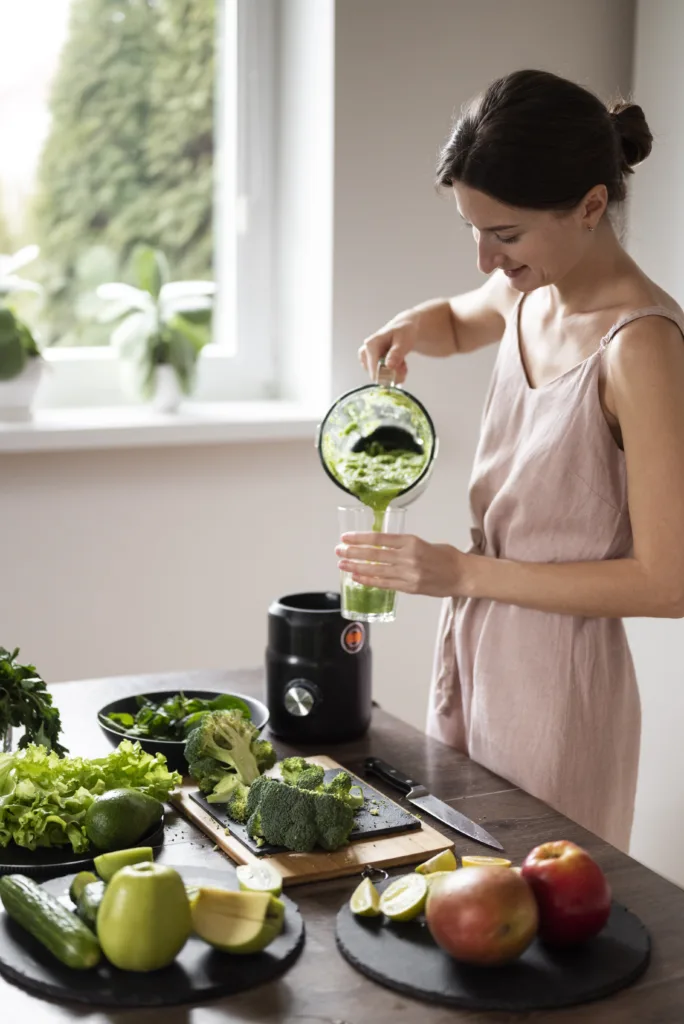 A woman eating a vegetarian diet