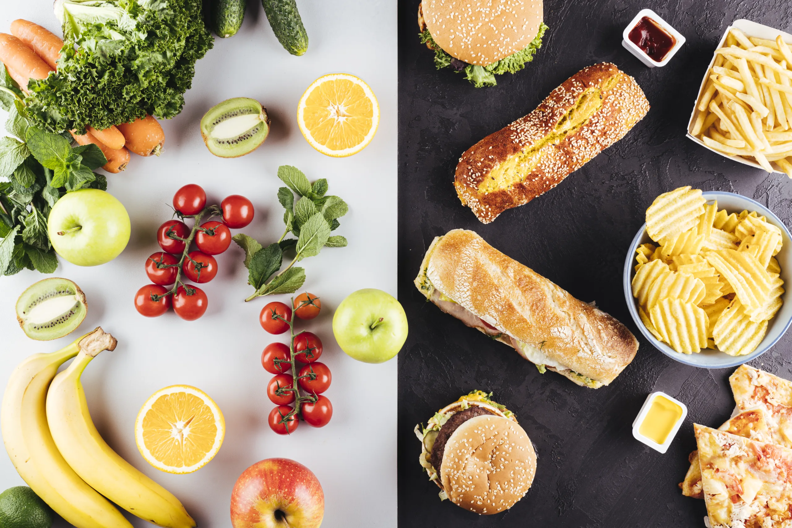 Healthy and unhealthy food